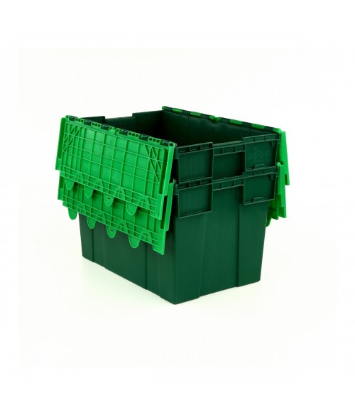 Caja de plástico con tapa integrada para transporte