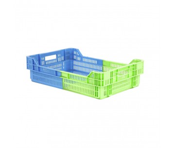 CAJA PLASTICO 600X400X118mm. 20LTS AZUL/VERDE