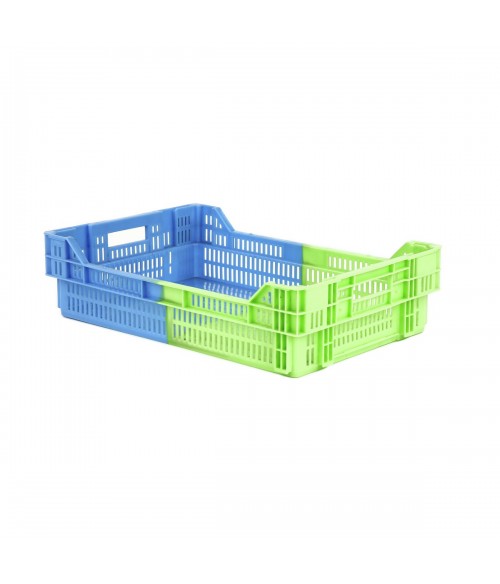 CAJA PLASTICO 600X400X118mm. 20LTS AZUL/VERDE