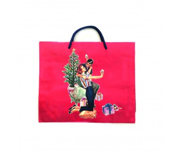 BOLSA PAPEL ROJA ASA CORDON 44X37X10 "NAVIDAD"