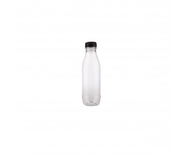BOTELLA PET TRANSPARENTE CON TAPA NEGRA 1 LITRO