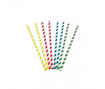 PQ.100 CAÑITA PAPEL RAYA COLORES Ø6X200mm