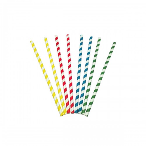 PQ.100 CAÑITA PAPEL RAYA COLORES Ø6X200mm