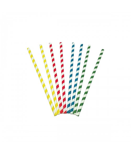 PQ.100 CAÑITA PAPEL RAYA COLORES Ø6X200mm