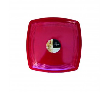 PQ. 2 BANDEJA PLASTICA CUADRADA ROJO