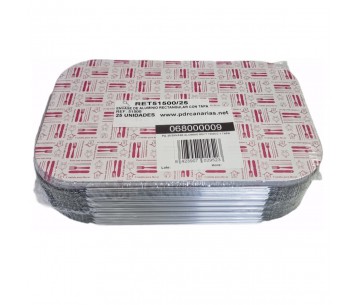 PQ. 25 ENVASE ALUMINIO RECT 1500CC + TAPA