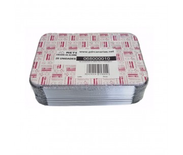 PQ. 25 ENVASE ALUMINIO RECT+TAPA 890CC