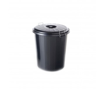 PAPELERA DE PLASTICO+ TAPA 50LTS NEGRO