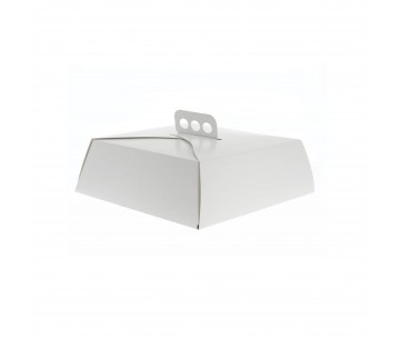 PQ.100 CAJAS CUADRADA TARTA BLANCO 27CM