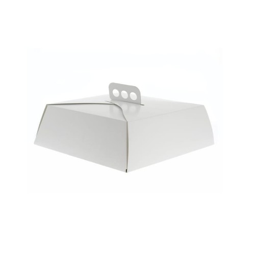 PQ.100 CAJAS CUADRADA TARTA BLANCO 27CM